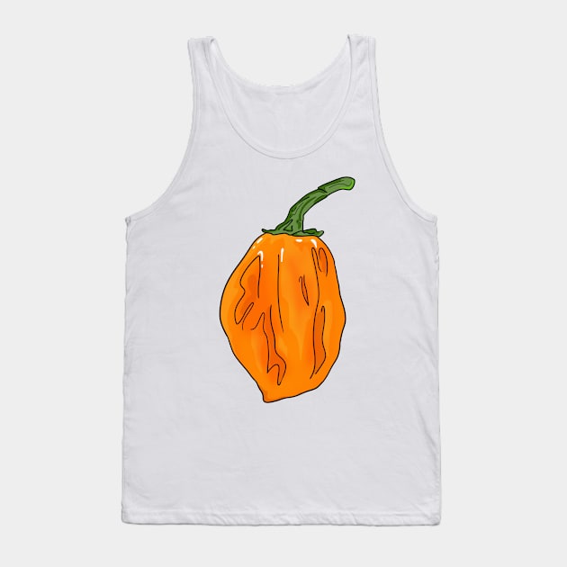 Habanero Orange Chili Pepper Tank Top by MojoCoffeeTime